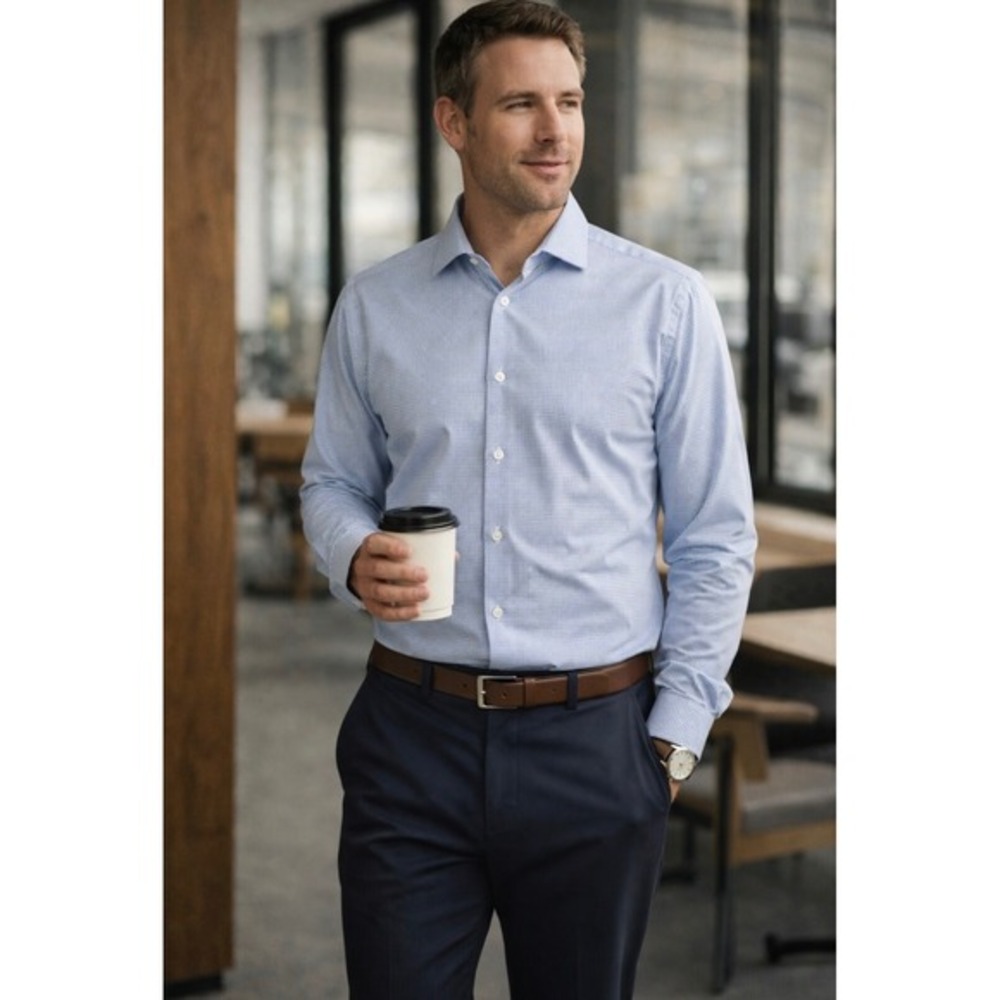 Mizzen+Main Men's Spinnaker Trim Fit Long Sleeve Checkered Performance Shirt XL